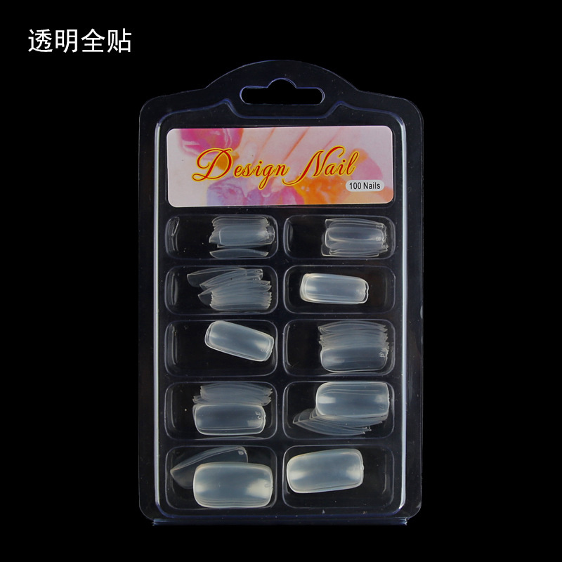热卖韩标透明全贴半贴假指甲片自然白色法式水晶美甲假指甲片贴片