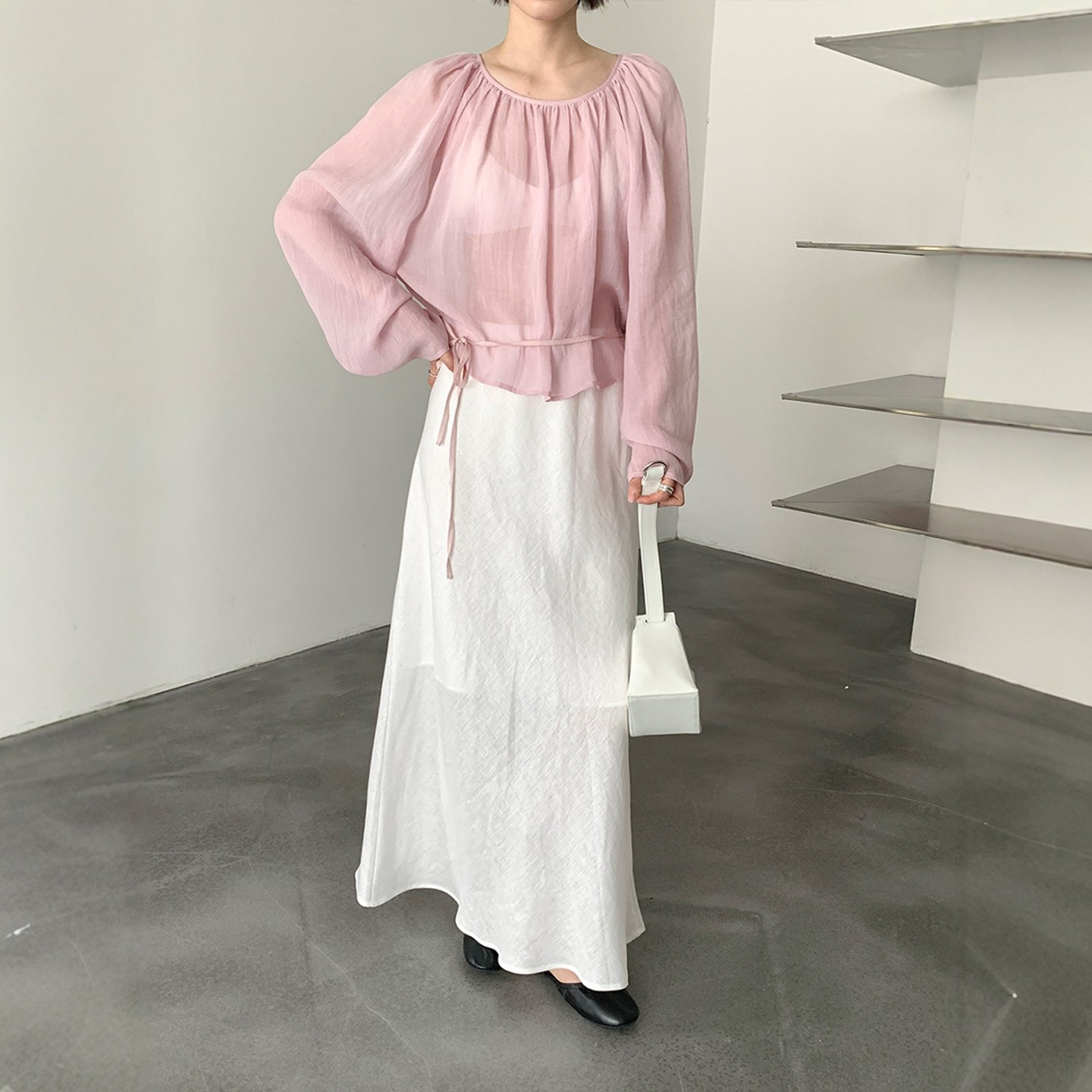 FN松紧腰遮胯显瘦亚麻休闲半身裙