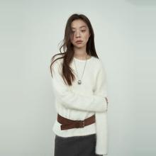 FN爱与南希2024冬季韩系黑金绒氛围感仿羊绒套头长绒感毛衣31034