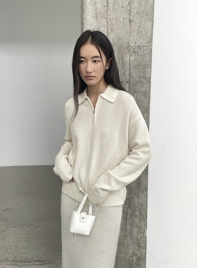 FN爱与南希2025冬全羊毛POLO领亲肤百搭保暖半拉链羊毛毛衣03421