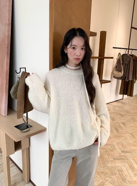 FN爱与南希2025冬韩系圆领长袖保暖氛围感羊毛混纺圈圈毛衣03486