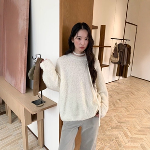 FN爱与南希2025冬韩系圆领长袖保暖氛围感羊毛混纺圈圈毛衣03486