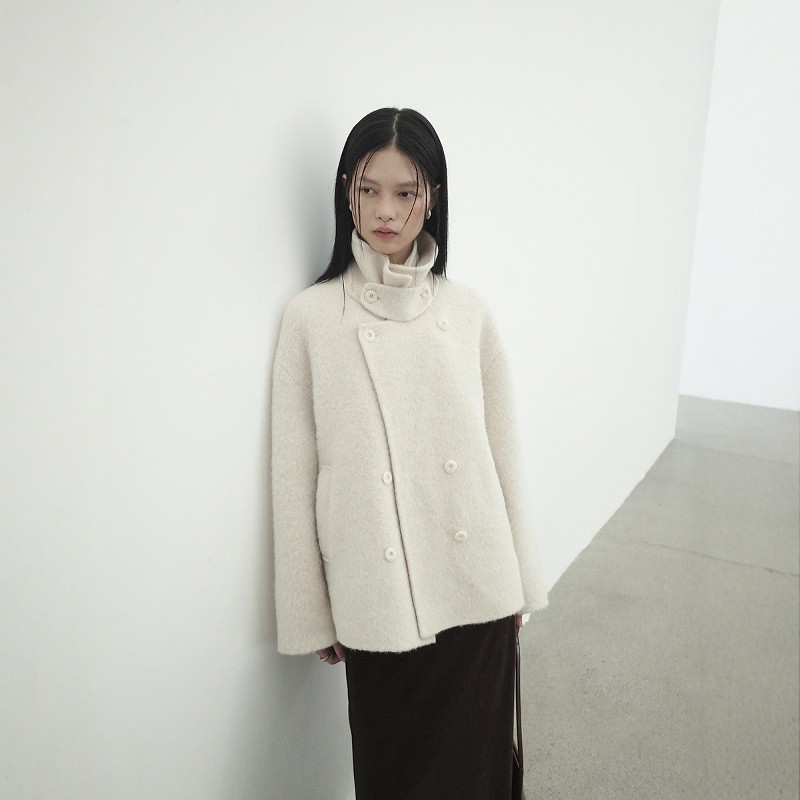 FN爱与南希2025冬季翻领苏力羊毛双排扣短款双面毛呢外套女03490,女装/女士精品,毛呢外套,淘宝优惠券,粉丝福利购,淘宝优惠卷