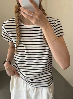 FN爱与南希2024夏季基础款多色圆领软糯舒适百搭短袖T恤女12548