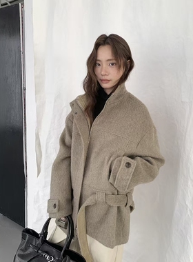 广州十三行2025冬季韩系立领优雅气质百搭氛围感羊毛呢外套03116
