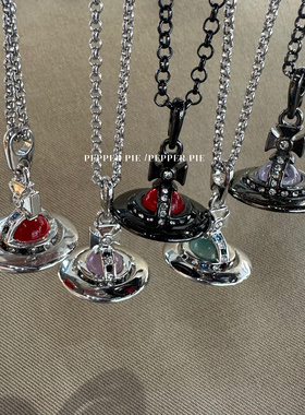 土星orb中号 飞碟紫色玻璃球立体项链毛衣链 薄荷绿冰川蓝 黑红