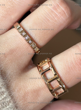 辣椒派 精工镀玫瑰金小冰块满钻排 戒女true建筑老钱风高级感轻奢