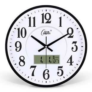 康巴丝客厅挂钟超大石英钟表简约现代圆形时钟卧室办公教室挂表钟