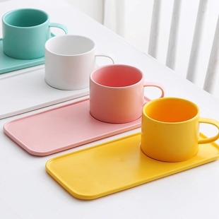 陶瓷杯女马克杯情侣款ins风对杯一对简约平底可加热开水杯子家用