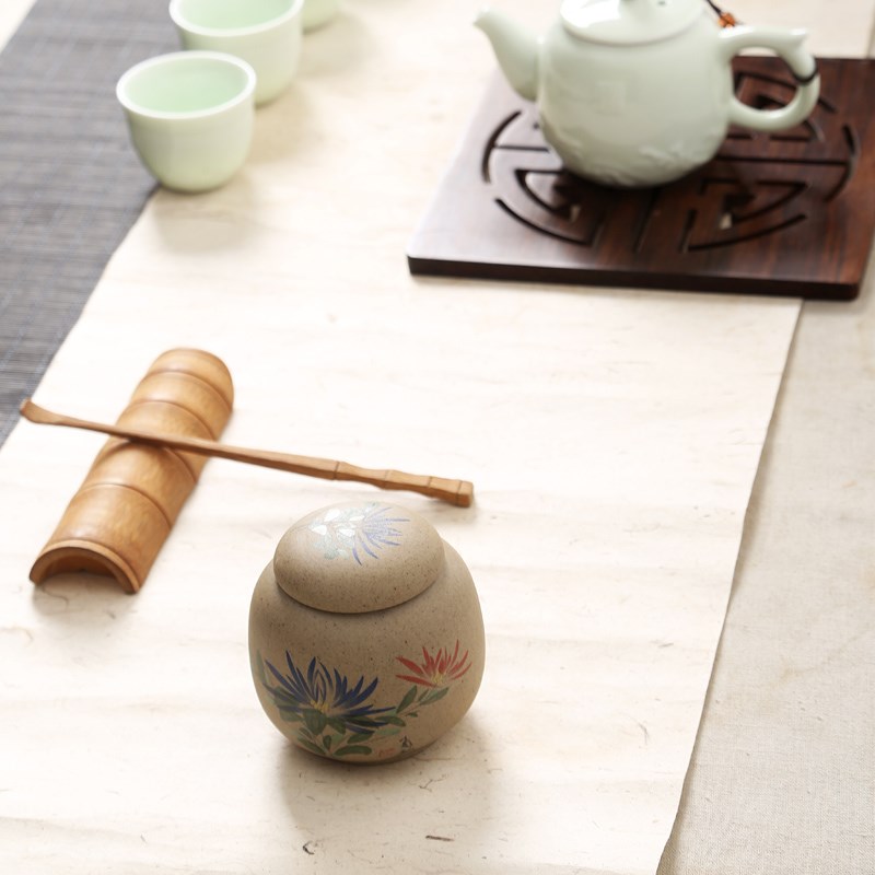 澜扬粗陶茶叶罐 陶瓷醒茶罐 密封罐 普洱茶叶