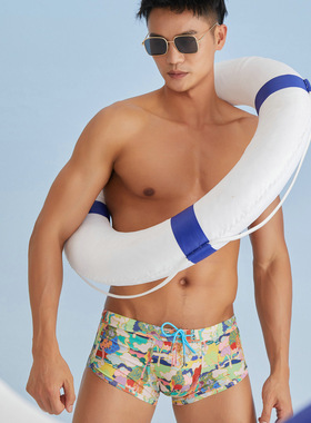 2023夏季新款男士泳裤 seobean希宾低腰小碎花三分艺术短款平角裤