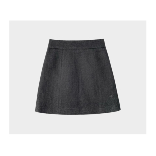 轻奢百搭高腰A字裙修身 时尚 显瘦半身裙 新款 刺绣毛呢短裙2024秋季