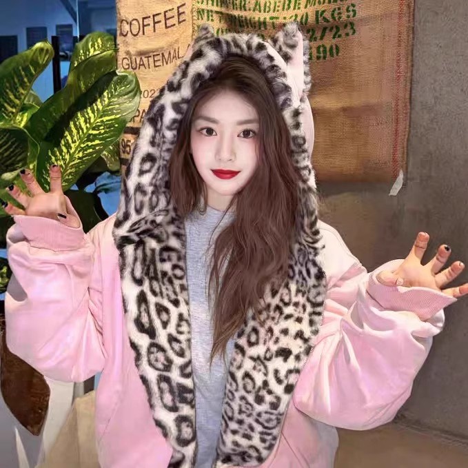 麂皮超好看兔耳朵座山雕外套冬季