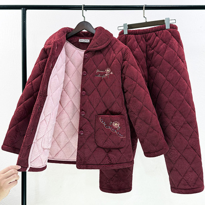 2024新款妈妈睡衣牛奶绒面料剪花