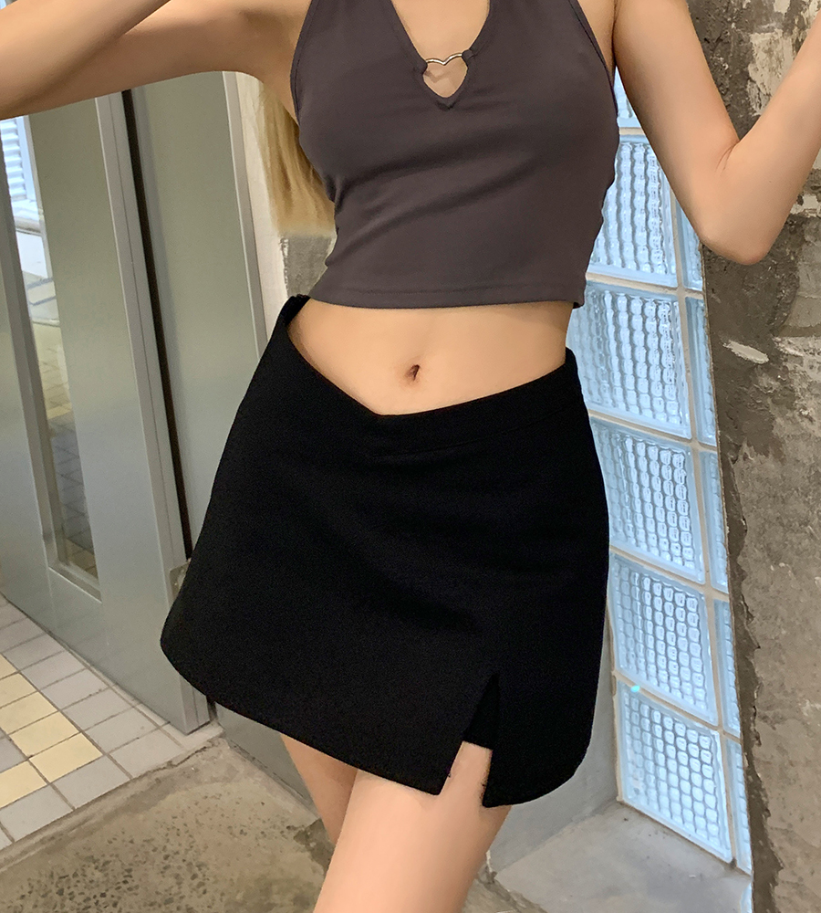 2022夏季新款美式复古辣妹半身裙女设计感小众开叉短裤裙子ins潮