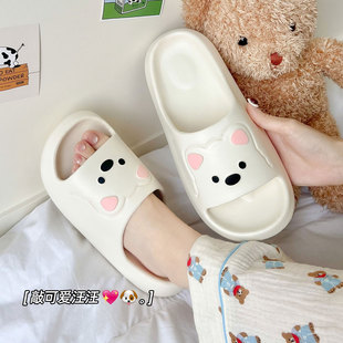 夏季 子 厚底室内家居防滑防臭可爱卡通狗狗男女情侣外穿eva凉拖鞋