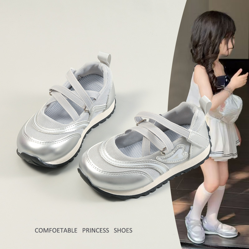 春季公主风运动鞋女童网面