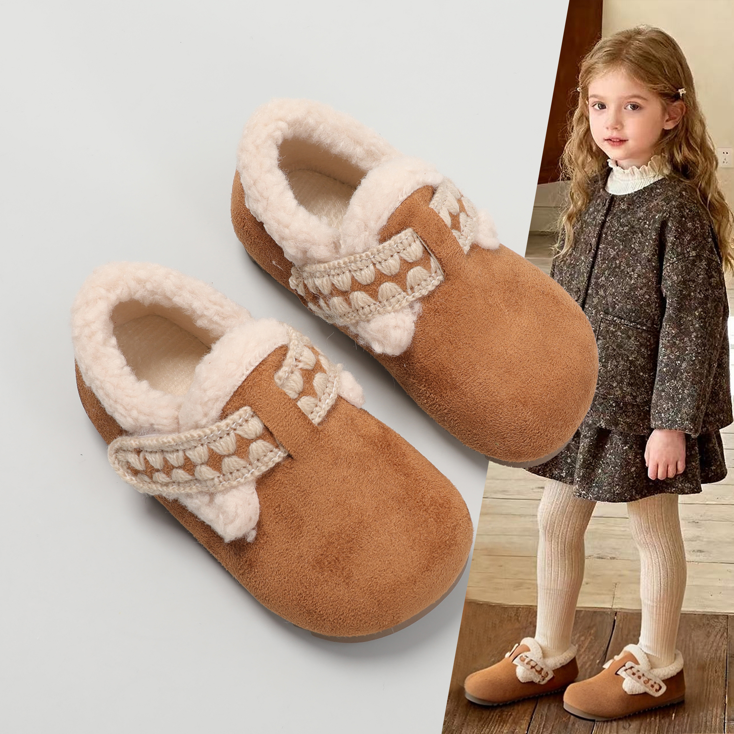 儿童加绒勃肯鞋2025新款