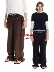 Whistlehunter (Wstht) Whistle Hunter Rivet Straight-Leg Washed Distressed Straight-Leg Casual Pants for Men