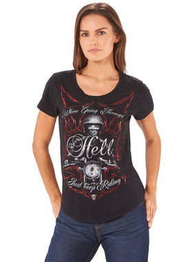 美国Lethal Angel女子夏季圆领印花短袖T恤衫休闲时尚短袖户外骑T