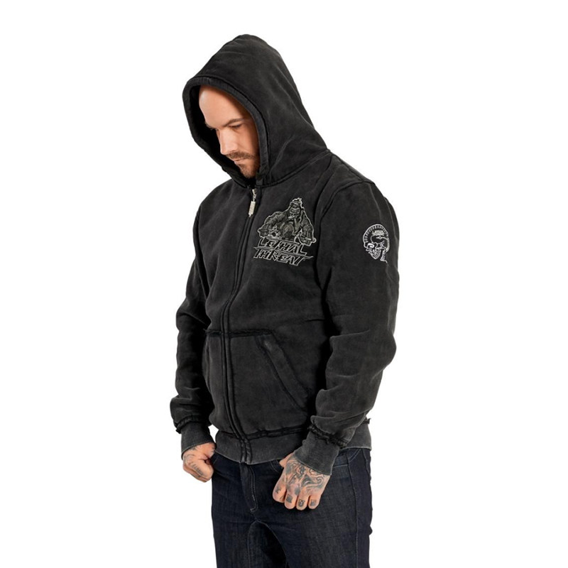 美国lethal threat 男士卫衣夹克致命威胁骑大猩猩全棉连帽拉链水