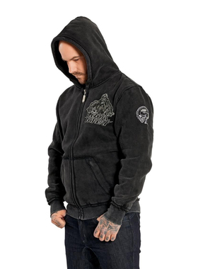 美国Lethal Threat 男士卫衣夹克致命威胁骑大猩猩全棉连帽拉链水