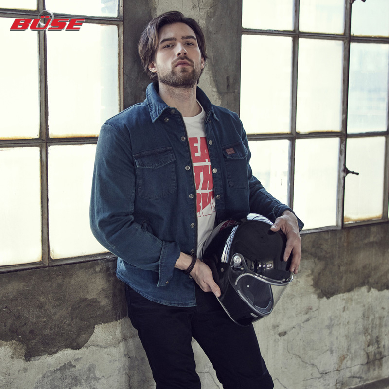 德国Buse Jackson Denim摩托车衬衫骑行夹克机车休闲外套带护具