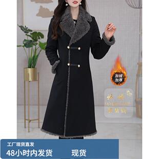 优雅大气加戎加厚大衣女2025冬季新款女士时尚修身显瘦中长款外套