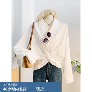 春秋穿搭白衬衣不对称上衣独特超好看的衬衫女款2026新款小衫春装