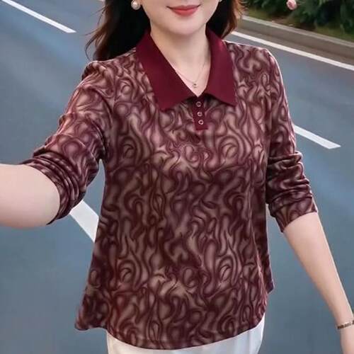 大码妈妈装翻领时尚花色