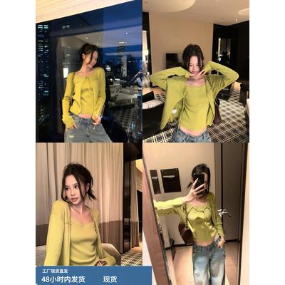 小众设计感镂空长袖针织开衫女2025秋季新款外搭显瘦短款系带上衣