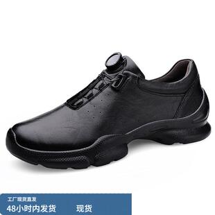 夏季镂空透气男鞋头层牛皮面时尚男式休闲包鞋前系带运动老爹鞋