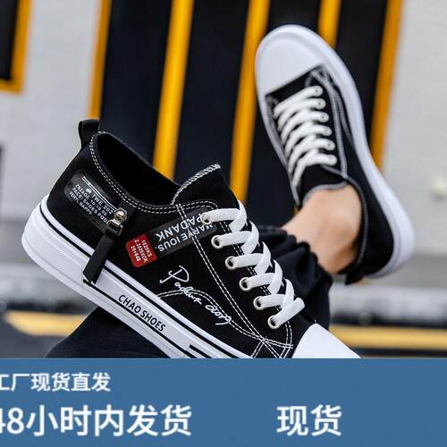 2026年夏季新款透气男士帆布鞋港风男鞋子休闲布鞋潮轻便低帮板鞋