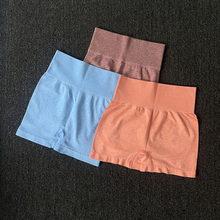 健身速干排汗户外弹性裤 蜜桃臀瑜伽短裤 女高腰紧身运动透气五分裤