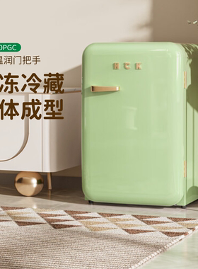 HCK哈士奇复古冰箱绿色家用客厅冷冻冷藏小型迷你网红可爱高颜值