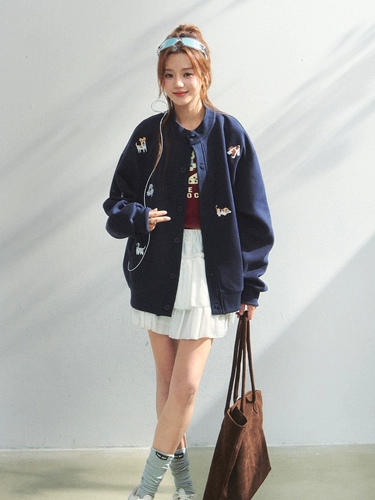 Милая толстовка, осенняя куртка, кардиган, с вышивкой, оверсайз