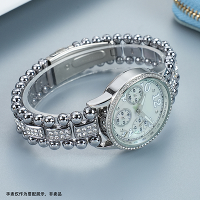 适用TITUS铁达时手表带带钻钢带天长地久男女不锈钢实心表链20mm