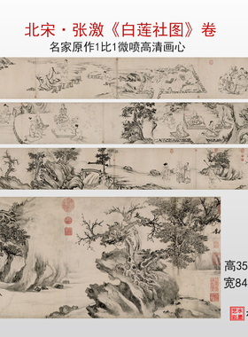 张激白莲社图卷临摹画稿