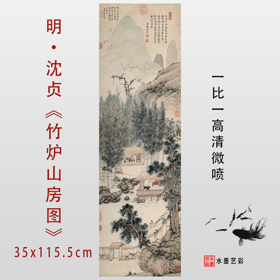 明沈贞竹炉山房古代名画立轴