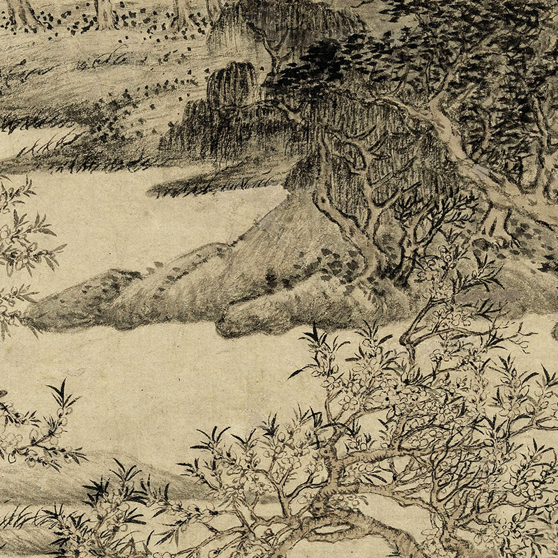 元 王蒙花溪渔隐图 仿古山水名画微喷打印临摹范本画稿底稿范本