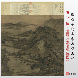 五代十国董源 龙宿郊民图 微喷打印古画山水画临摹画稿复制画心