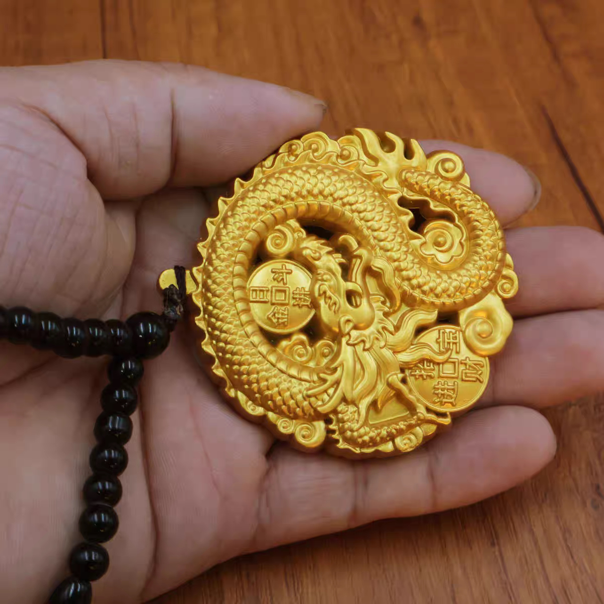 【师傅推荐】双面龙牌貔貅浮雕汽车挂件日进斗金龙牌手把件礼品