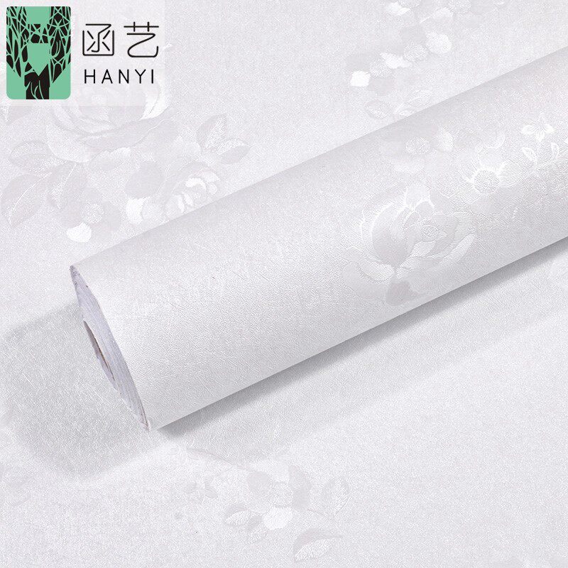 纯白色墙纸客厅2025新款带胶PVC壁纸家用墙壁纸自贴简约北欧风格