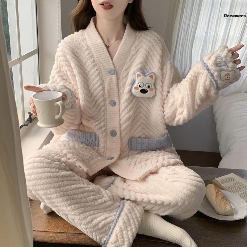 毛毛睡衣女冬珊瑚绒加绒加厚秋冬