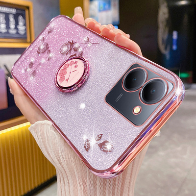 vivoy78t1手机壳玫瑰花支架