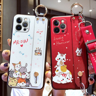 适用于苹果12手机壳iPhone12Pro保护Max硅胶套12mini防摔p全包pormax软壳ip十二迷你5G网红腕带卡通挂绳女潮