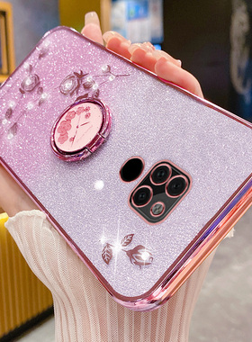 适用于华为mate20pro手机壳meta20保护mete205G版硅胶套mt20全包m20por防摔LYA一AL00软壳HMA闪粉玫瑰AN指环