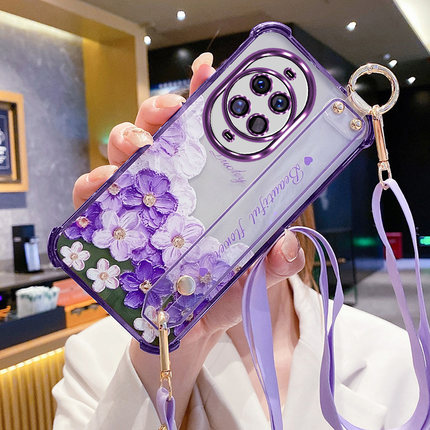 艾欧芭适用华为nova14pro手机壳nove14ultra保护n14硅胶套note14u镜头膜全包防摔透明软壳油画花腕带挂绳新款