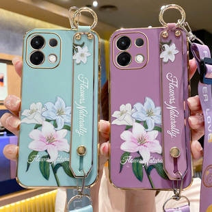 艾欧芭适用oppoA6手机壳oppo保护A6保护套5G镜头全包PLS120防摔软壳opa6腕带支架65G花朵挂绳外壳创意新款
