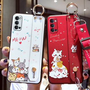 适用于opporeno5K手机壳reno5K腕带oppo保护硅胶套5G全包opopreno防摔磨砂软壳55g女ins潮牌网红卡通挂绳por